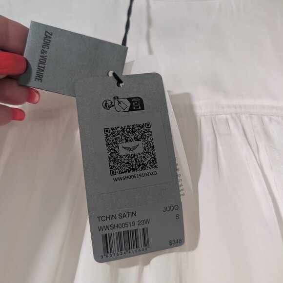 Zadig&Voltaire | Tchin Satin Blouse In Judo White - Picture 7 of 14